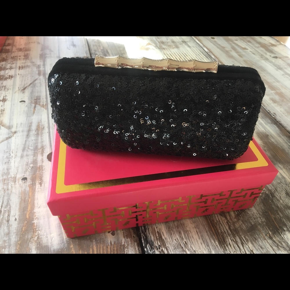 Elaine Turner Black Sequin Clutch